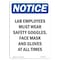 Signmission OSHA Notice Sign, Lab Employees Must Wear Safety, 10in X 7in Rigid Plastic, 7" W, 10" H, Portrait OS-NS-P-710-V-13916 - alternate 1